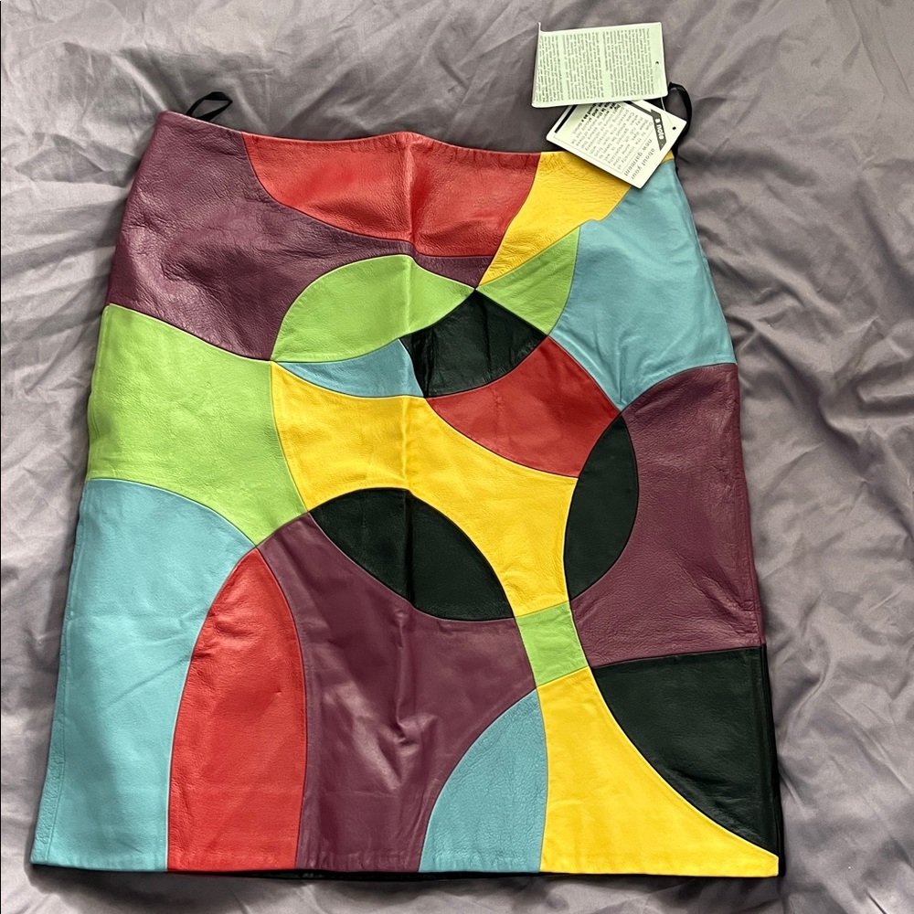 Metrostyle Multicolor Patchwork Leather Skirt NWT - image 1